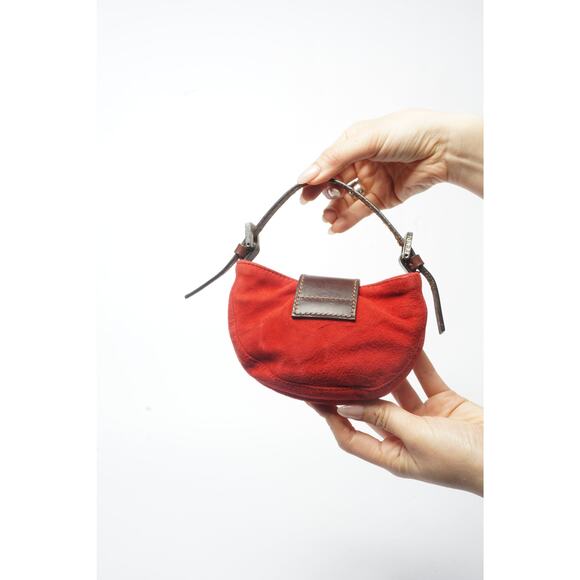 Fendi Red Mini Suede Micro Croissant Bag - Picture 4 of 7